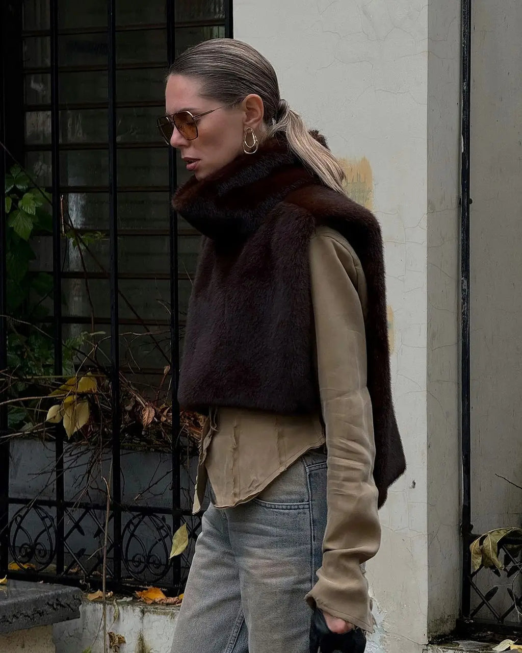 Giulia Fur Vest Crop Top - Doelans